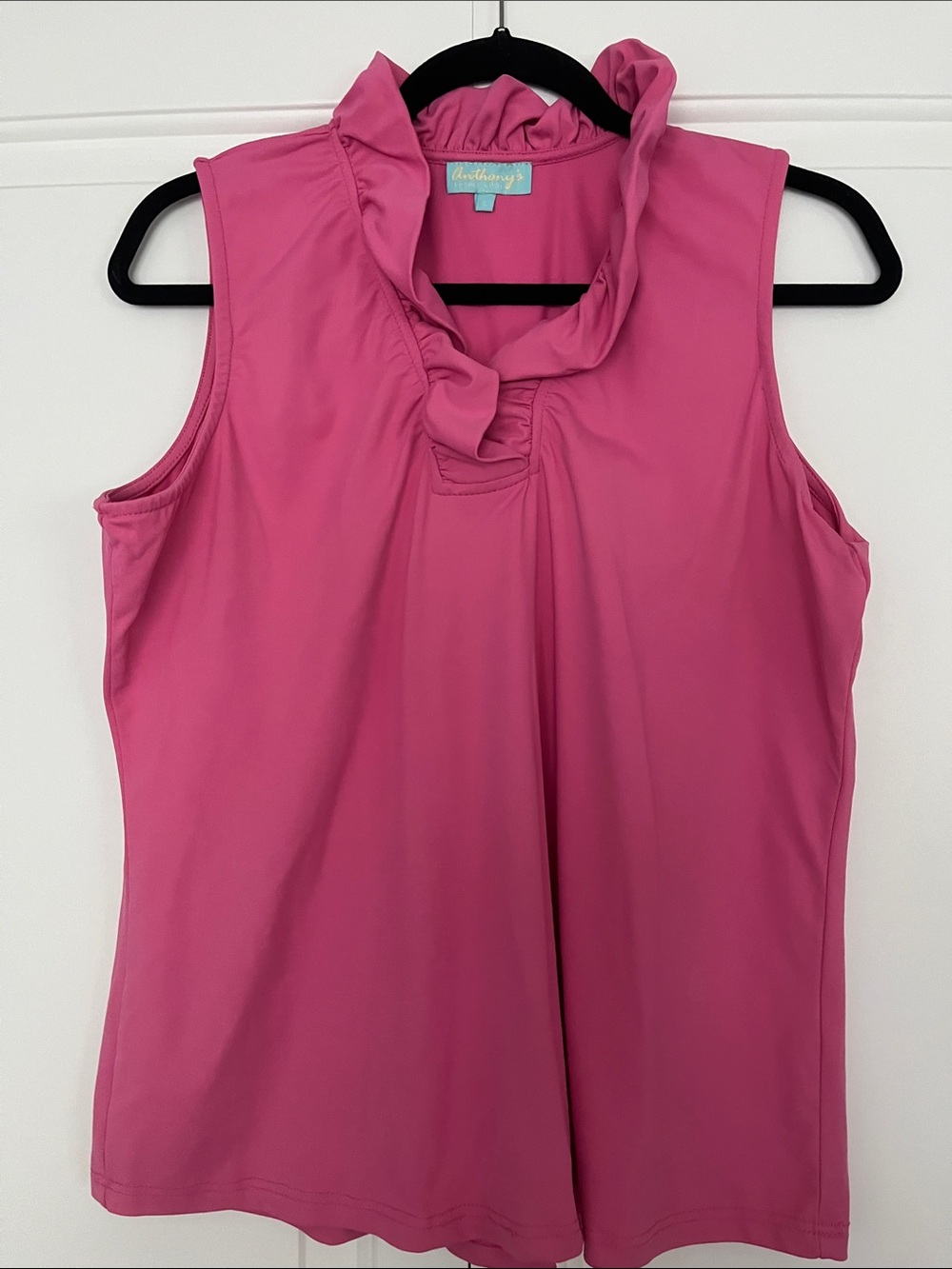 Anthony’s Resort Wear/Lulu-B Ruffle Neck Sleeveless Tank Top — Pink